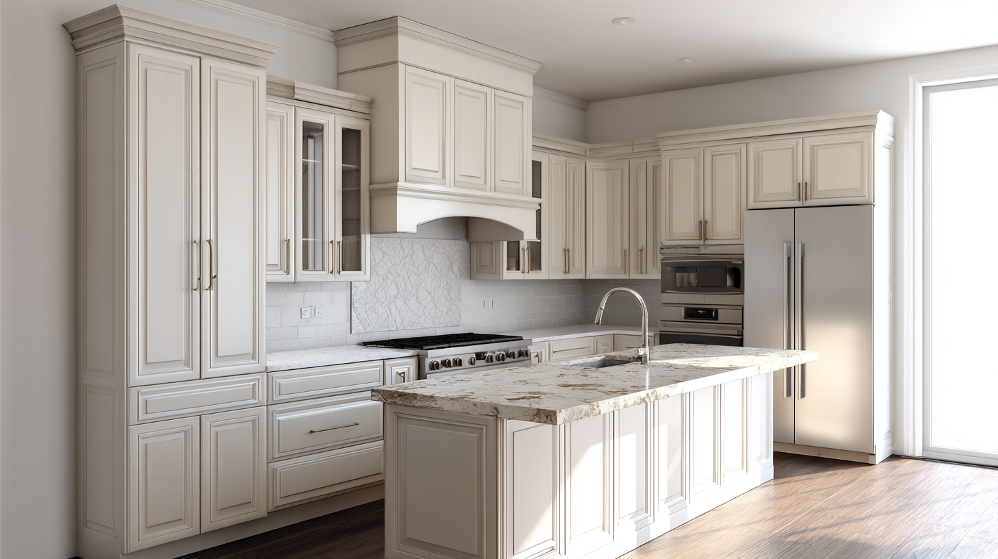 Semi Custom Kitchen Cabinets: The Smart Middle Ground For Style, Flexibility, Functional Space, And Value Kitchen With Cream-Colored Cabinets, Marble Countertops, And A Center Island.