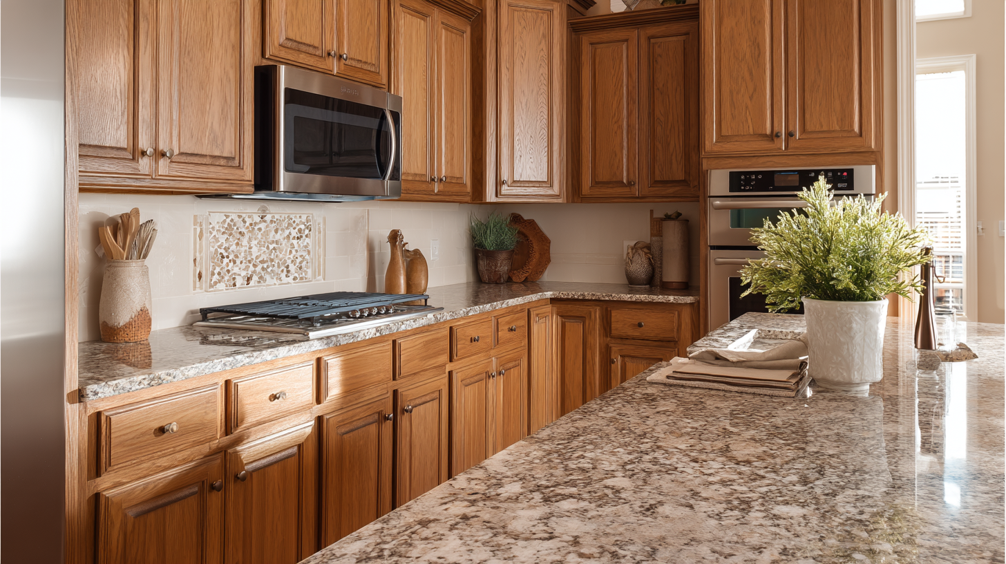 How To Make Oak Kitchen Cabinets Look Modern (2025 Design Guide) Contentcreationteamkova Medium Tone Oak Cabinets Paired With Gr C6Cee5B1 1324 4249 B43F 66F13De73969