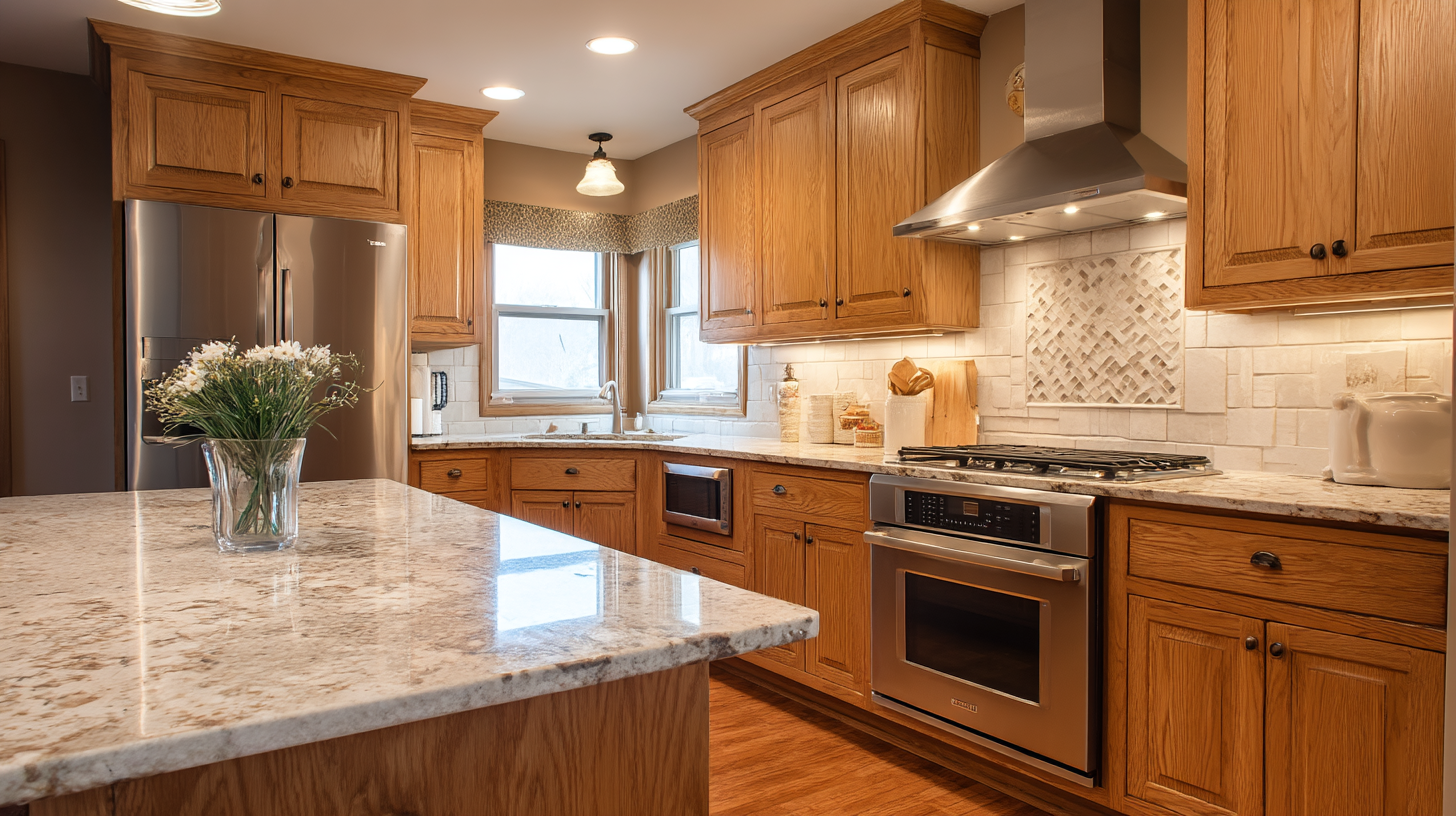 Contentcreationteamkova Medium Tone Oak Cabinets Paired With Gr Be952401 Bc15 49A7 8396 F5A056Fe1C68